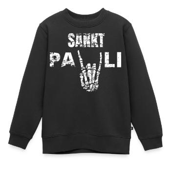 St Pauli. Éventail St pauli Éventail Paulianer Hamburger - Sweat Premium enfant bio - noir - Devant - AI Model Kid Female (0cm)