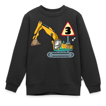 Geburtstag 3 Jahre Bagger Baustelle - Kinder Premium Organic Sweatshirt - Schwarz - Vorne - AI Model Kid Female (0cm)