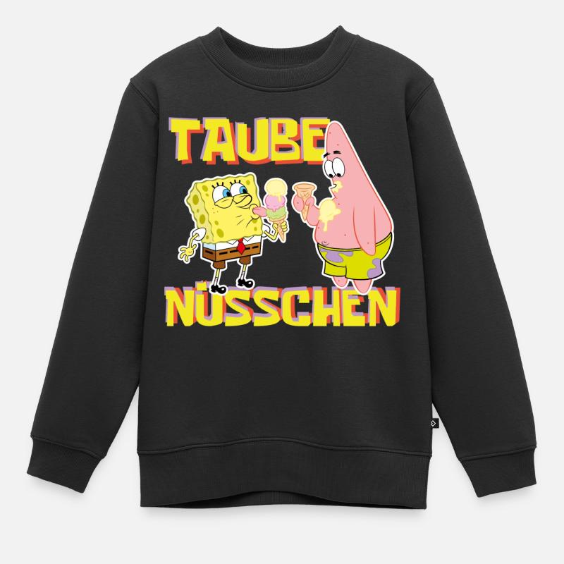 Bob l'Éponge Taube Nüsschen Patrick Eis - Sweat Premium enfant bio - noir