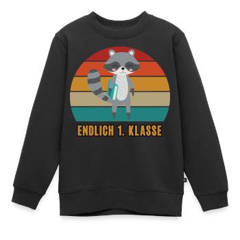 Endlich 1. Klasse Schule Erste Klasse Einschulung - Kinder Premium Organic Sweatshirt - Schwarz - Vorne - AI Model Kid Female (0cm)