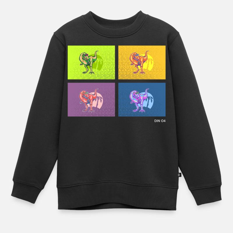 DIN O4 (Dinosaur Pop Art Edition) - Sweat Premium enfant bio - noir