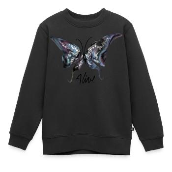 Lebendig / Schmetterling - Kinder Premium Organic Sweatshirt - Schwarz - Vorne - AI Model Kid Female (0cm)