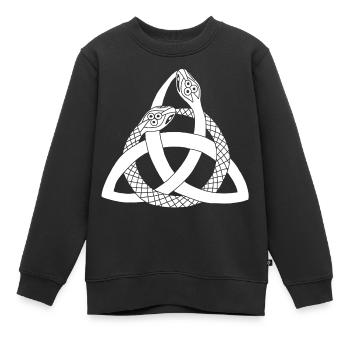 Serpents blancs et symbole celte - Sweat Premium enfant bio - noir - Devant - AI Model Kid Female (0cm)
