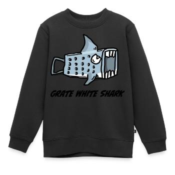 Râpe White Shark – imprimé animal - Sweat Premium enfant bio - noir - Devant - AI Model Kid Female (0cm)