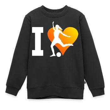 Fussball Fussballspielen Fussballspieler Damen - Kinder Premium Organic Sweatshirt - Schwarz - Vorne - AI Model Kid Female (0cm)