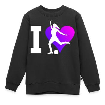 Fussball Fussballspielen Fussballspieler Damen - Kinder Premium Organic Sweatshirt - Schwarz - Vorne - AI Model Kid Female (0cm)