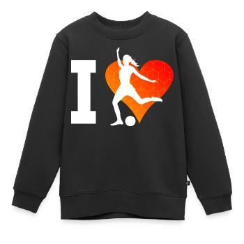 Fussballer Fussballspielen Fussballspieler - Kinder Premium Organic Sweatshirt - Schwarz - Vorne - AI Model Kid Female (0cm)