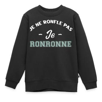 je ne ronfle pas je ronronne - Sweat Premium enfant bio - noir - Devant - AI Model Kid Female (0cm)