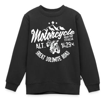 Motorcycle road trip Italia Great Dolomite Road - Sweat Premium enfant bio - noir - Devant - AI Model Kid Female (0cm)