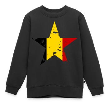 Drapeau Belgique Étoile - Sweat Premium enfant bio - noir - Devant - AI Model Kid Female (0cm)