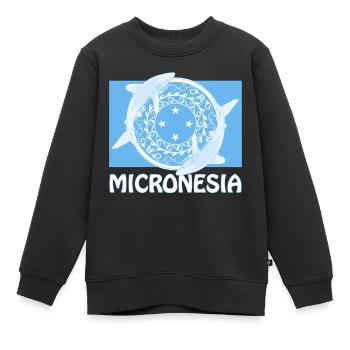Drapeau de la Micronésie et requins d’eau profonde à pointe blanche - Sweat Premium enfant bio - noir - Devant - AI Model Kid Female (0cm)