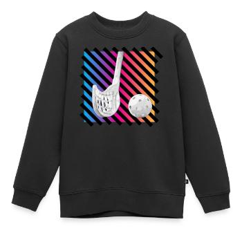 Jouer au floorball - Sweat Premium enfant bio - noir - Devant - AI Model Kid Female (0cm)