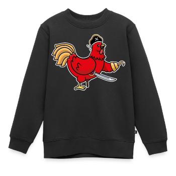 Humour Poule Drôle Animal Coq pirate Poulet Poule - Sweat Premium enfant bio - noir - Devant - AI Model Kid Female (0cm)