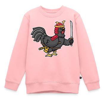 Funny drawing Rooster Japanese Samurai Hen Kawaii - Kids Premium Organic Sweatshirt - rose - Front - AI Model Kid Female (0cm)