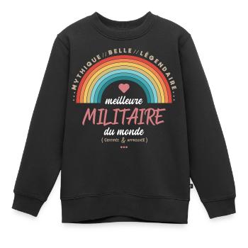Meilleure militaire du monde - Sweat Premium enfant bio - noir - Devant - AI Model Kid Female (0cm)