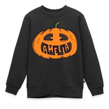 Amelia Halloween Kürbis - Kinder Premium Organic Sweatshirt - Schwarz - Vorne - AI Model Kid Female (0cm)