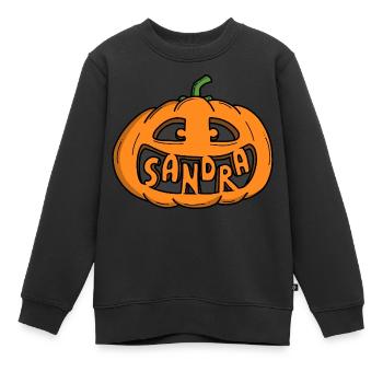 Citrouille d’Halloween Sandra - Sweat Premium enfant bio - noir - Devant - AI Model Kid Female (0cm)