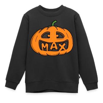 Max Halloween Kürbis - Kinder Premium Organic Sweatshirt - Schwarz - Vorne - AI Model Kid Female (0cm)