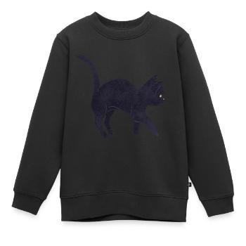 chat noir - Sweat Premium enfant bio - noir - Devant - AI Model Kid Female (0cm)