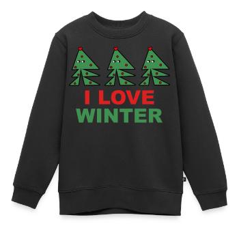 I Love Winter - Kinder Premium Organic Sweatshirt - Schwarz - Vorne - AI Model Kid Female (0cm)