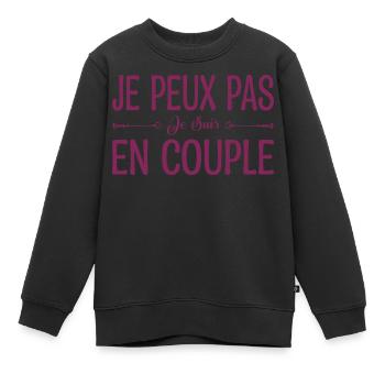 je peux pas je suis en couple. cadeau couple. - Sweat Premium enfant bio - noir - Devant - AI Model Kid Female (0cm)