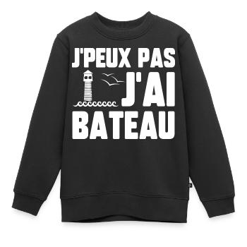 J’peux pas j’ai bateau - Sweat Premium enfant bio - noir - Devant - AI Model Kid Female (0cm)