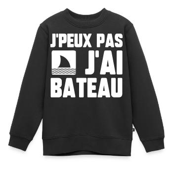 J’peux pas j’ai bateau - Sweat Premium enfant bio - noir - Devant - AI Model Kid Female (0cm)