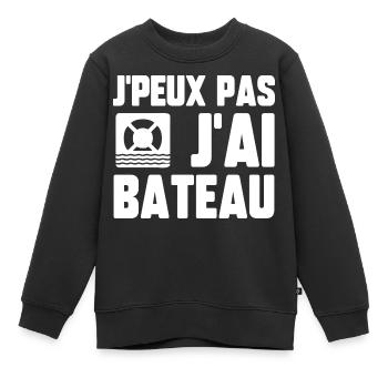 J’peux pas j’ai bateau - Sweat Premium enfant bio - noir - Devant - AI Model Kid Female (0cm)
