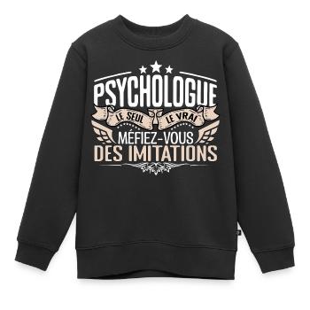 Psychologue, le futur Psychologue, Psychologue drô - Sweat Premium enfant bio - noir - Devant - AI Model Kid Female (0cm)