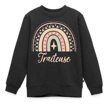 Cadeau Traiteuse. Boho Rainbow traiteuse. - Sweat Premium enfant bio - noir - Devant - AI Model Kid Female (0cm)