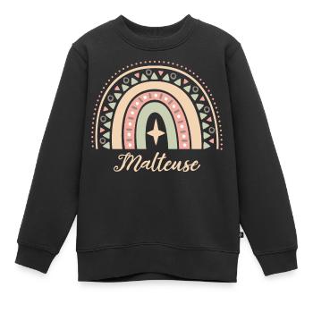 Cadeau Malteuse. Boho Rainbow malteuse. - Sweat Premium enfant bio - noir - Devant - AI Model Kid Female (0cm)