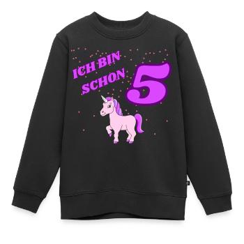 ICH BIN SCHON 5 Geburtstag Einhorn - Kinder Premium Organic Sweatshirt - Schwarz - Vorne - AI Model Kid Female (0cm)
