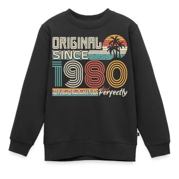1980 anniversaire 1980 né en 1980 anniversaire - Sweat Premium enfant bio - noir - Devant - AI Model Kid Female (0cm)
