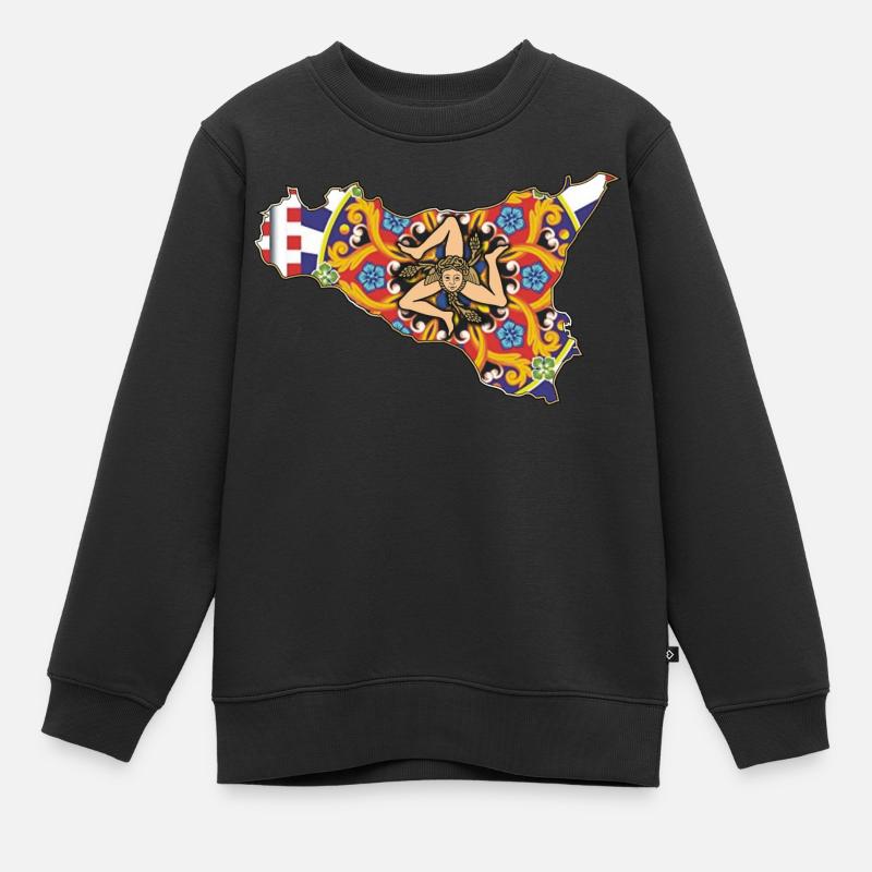 Sicile Majolica - Sweat Premium enfant bio - noir