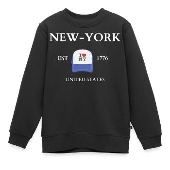 NEW YORK - Kinder Premium Organic Sweatshirt - Schwarz - Vorne - AI Model Kid Female (0cm)