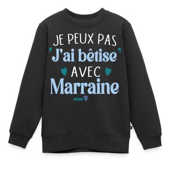 Marraine Bêtise Bébé Cadeau Filleul Filleule - Sweat Premium enfant bio - noir - Devant - AI Model Kid Female (0cm)