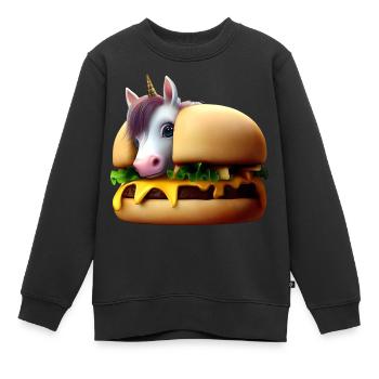 Einhorn Cheeseburger - Kinder Premium Organic Sweatshirt - Schwarz - Vorne - AI Model Kid Female (0cm)