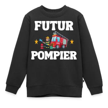 Futur Pompier Cadeau Enfant Cadeau Bebe - Sweat Premium enfant bio - noir - Devant - AI Model Kid Female (0cm)
