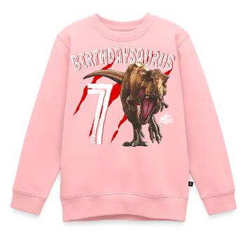 Jurassic World Anniversaire Birthdaysaurus 7 - Sweat Premium enfant bio - rose - Devant - AI Model Kid Female (0cm)
