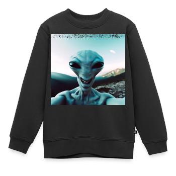 Alien Selfie in den Bergen - Kinder Premium Organic Sweatshirt - Schwarz - Vorne - AI Model Kid Female (0cm)
