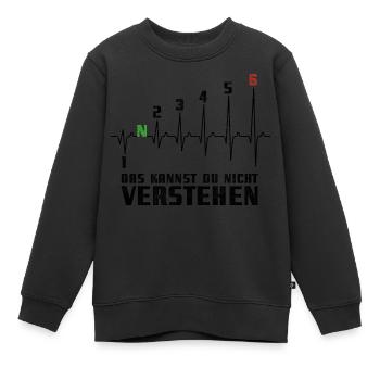 1N23456 Motorrad Gangschaltung - Adrenalin - Puls - Kinder Premium Organic Sweatshirt - Schwarz - Vorne - AI Model Kid Female (0cm)