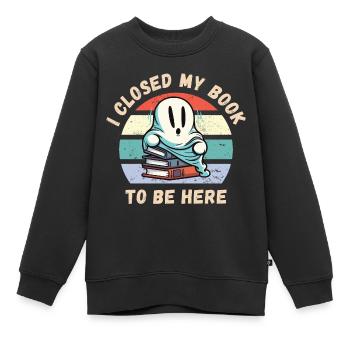 Ich habe mein Buch geschlossen um hier zu sein - Kinder Premium Organic Sweatshirt - Schwarz - Vorne - AI Model Kid Female (0cm)