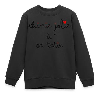 Chipie jolie à sa tatie - Sweat Premium enfant bio - noir - Devant - AI Model Kid Female (0cm)