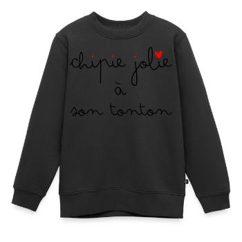 Chipie jolie à son tonton - Sweat Premium enfant bio - noir - Devant - AI Model Kid Female (0cm)