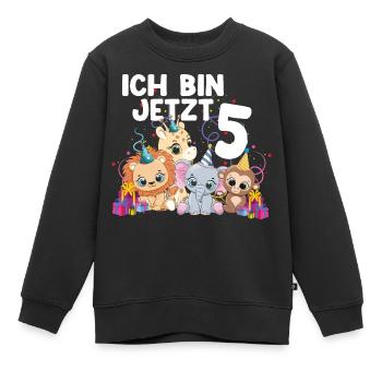 Ich bin jetzt 5 kindergeburtstag Geschenk Idee - Kinder Premium Organic Sweatshirt - Schwarz - Vorne - AI Model Kid Female (0cm)