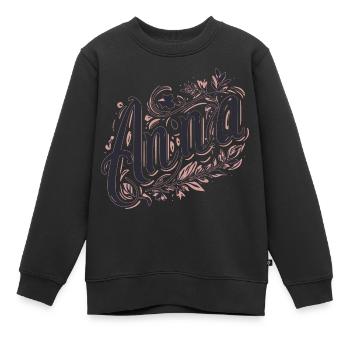 Anna Nom Floral - Sweat Premium enfant bio - noir - Devant - AI Model Kid Female (0cm)