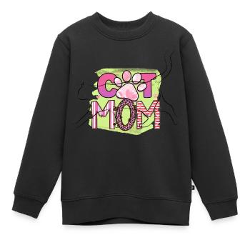 Cat Mom - Kids Premium Organic Sweatshirt - black - Front - AI Model Kid Female (0cm)