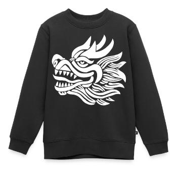 Tête de dragon chinois (blanc) - Sweat Premium enfant bio - noir - Devant - AI Model Kid Female (0cm)