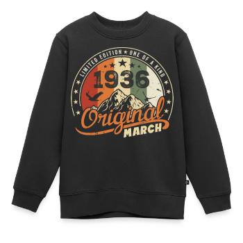 März 1936 Jahrgang 1936 Retro Geburtstagsgeschenk - Kinder Premium Organic Sweatshirt - Schwarz - Vorne - AI Model Kid Female (0cm)
