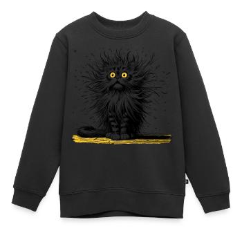 chat drôle, rire, rire - Sweat Premium enfant bio - noir - Devant - AI Model Kid Female (0cm)
